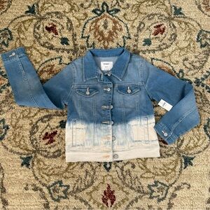 Old Navy Girls Blue to White Ombre Denim Jacket, size large 10/12